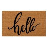 joybest Hello Door Mat with Heavy Duty Backing, Coco Coir Front Door Mats for Indoor and Outdoor Doormats, Front Porch Entrance, Home Entryway Farmhouse Decor, 17 x 30 inch