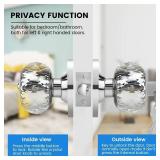 LOQRON Crystal Door Knobs with Lock and Keys, Glass Door Knobs with Privacy Lock, Luxurious Diamond Door Knob, Classic Interior Glass Door Knobs for Bedroom Bathroom Closet  Satin Nickel, 1 Pack