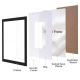 eletecpro 12x12 Picture Frames 2 Pack, Matted to 8x8 Photos or 12x12 without Mats, Classic Black Square Frames Made of Engineered Wood with Acrylic Cover for Gallery Wall or Tabletop Display