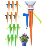 New Self Watering Spikes, Plant Watering Spikes with Slow Release Control Valve Switch, Automatic Watering System, Plant Watering Devices for Outdoor Plants, Garden, Travel and Busy People(12, Orange)