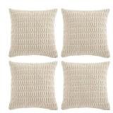 Fancy Homi 4 Packs Boho Cream Decorative Throw Pillow Covers 20x20 Inch for Living Room Couch Bed Sofa, Rustic Modern Farmhouse Home Decor, Soft Plush Corduroy Square Beige Cute Cushion Case 50x50 cm