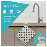 Eulnars Reusable Paper Towels, 8 Pack Swedish Dishcloths for Kitchen with 3 Clips, Black White, Cotton, 200 Washes