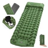 ATEPA Sleeping Pad for Camping Backpacking, Ultralight Inflatable Camping Air Mattress with Built in Foot Pump & Pillow, 77X27Waterproof & Compact Sleeping Mat Olive Green