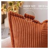 MIULEE Rust Pillow Covers 18x18 Inch with Splicing Set of 2 Super Soft Boho Striped Corduroy Pillow Covers Broadside Decorative Textured Throw Pillows for Fall Couch Cushion Livingroom