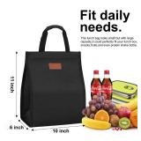 Lunch Bags for Women Insulated Reusable Lunch Tote with Internal Pocket, Adult Lunch Tote bag for Work (Black