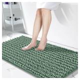 Yimobra Bathroom Rugs, Extra Soft Chenille Bath Rugs, Non Slip, Water Absorbent and Thick Floor Mat with Machine Washable, Plush Shaggy Rugs for Shower Bathtubs, 44.1 X 24, Green