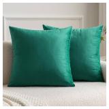 MIULEE Pack of 2 Velvet Soft Solid Decorative Square Throw Pillow Covers Christmas Cushion Case for Spring Couch Sofa Bedroom Car 20x20 Inch 50x50 cm Green