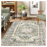 NORTHERN BROTHERS 4x6 Washable Area Rugs   Boho Rugs for Living Room Area Rug 4x6 with Non Slip Backing, Stain Resistant Vintage 4x6 Area Rug for Bedroom Living Room