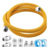 Puxyblue 72 Flexible Gas Line Kit for Dryer, Stove, Range, Flexible Stainless Steel Gas Dryer Connector Kit, 5/8 OD(1/2 ID) Dryer Gas Line with Connector 1/2 FIP & 1/2 MIP & 3/4 MIP Fitting