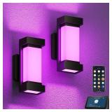 XMCOSY+ Outdoor Wall Lights, 2100LM LED Outdoor Light Fixture for House, Smart RGBCW Black Exterior Lighting Wall Sconce, WiFi APP Control, Works with Alexa, IP65 Waterproof Porch Patio Lights (1PK)