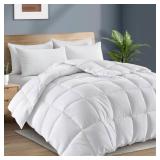 Joysoul Goose Feather Down Comforter King Size, Lightweight Down Duvets Inserts, Breathable Ultra-Soft Summer Bedding Comforters (White, 104x90)