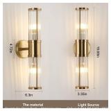 ECOBRT Glass Wall Light Fixture Indoor Brass Bathroom Vanity Lights Beside Mirror Lighting Lamps Up and Down Wall Mounted Light E12 Socket - Retail: $108.73