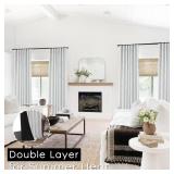 PANELSBURG White Blackout Heavy Insulated Curtains for Winter 90 Inches Long 2 Panel Set, Boho Room Darking Pleated Thermal Curtains With Hooks for Bedroom Living Room 50 X 90 Inch Length 2 Panels Set