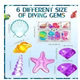 Skylety 24 Pcs Pool Toys for Kids Colorful Diving Gems Diamond with 2 Treasure Pirate Chest Mermaid Pool Toys for 8-12 Age Underwater Gemstone Swimming Training Gift Water Games(Ocean Style)