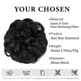 CJL HAIR Large Messy Bun Hair Piece Wavy Curly Scrunchies Synthetic Chignon Ponytail Hair Extensions Thick Updo Hairpieces for Women