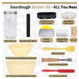 Sourdough Starter Kit, 34oz Sourdough Starter Jar, 2 Bread Proofing Baskets, Thermometer, Feeding Time Tracker, Metal Scraper, Easy to Clean, Complete Sourdough Bread Baking Supplies for Beginners