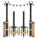 NUERPO String Light Poles,Metal Poles for Hanging Outdoor Light Strings,2 Pack 10 FT Light Poles Stand for Outside Garden,Patio,Wedding,Backyard,Deck,Party