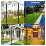 NUERPO String Light Poles,Metal Poles for Hanging Outdoor Light Strings,2 Pack 10 FT Light Poles Stand for Outside Garden,Patio,Wedding,Backyard,Deck,Party