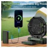 FRIZCOL 3-in-1 Camping Fan - Portable Fan Rechargeable - 24000mAh 9-Inch Battery Powered Fan(140Hrs) - USB Fan with Light & Remote for Indoor, Outdoor, Tent, Travel, BBQ, Fishing, Jobsite - Green