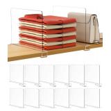 HBlife 12 Pcs Clear Acrylic Shelf Dividers, Vertical Purse Organizer for Closet Perfect for Sweater, Shirts, Handbags in Bedroom and Kitchen, Closet Separators for Organization Cabinet