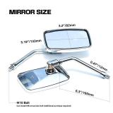 WTZMOTO Motorcycle Mirrors Chrome - 10mm Motorcycle Side Mirrors Compatible with Honda Shadow 750 Honda vtx 1800 Kawasaki Vulcan Vstar 1100 Cruiser Scooter