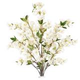 Sggvecsy Artificial Cherry Blossom Flowers 3 Pcs Faux Cherry Blossom Stems Faux Silk Cherry Blossom Branches 35.4ââ Fake Flowers Long Stems for Vase Arrangements Home Wedding Table Decor (Wh