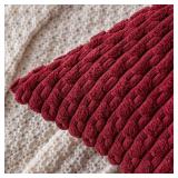 MIULEE Throw Pillow Covers Soft Corduroy Decorative Set of 2 Boho Striped Pillow Covers Pillowcases Farmhouse Home Decor for Christmas Couch Bed Sofa Living Room 20x20 Inch Wine Red