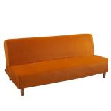 Armless Sofa Bed Cover Futon Slipcover Velvet Stretch Spandex Folding Sofa Couch Non-Armrest Furniture Protector (Velvet Orange)