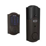 SCHLAGE BE469ZP CAM 716 SCHLAGE Connect Smart Deadbolt With Alarm Inbuilt Camelot Trim In Aged Bronze. - Retail: $196.9