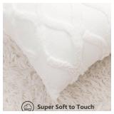 DecorUhome Christmas Decorative Throw Pillow Covers 18X18 Set of 2, Soft Plush Faux Fur Wool Pillow Covers for Couch Bed Sofa Living Room, Cream White