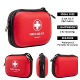 Mini First Aid Kit - 120 Piece Small Waterproof Hard Shell Medical Kit for Car, Home, Office, Travel, Camping, Sports, Outdoor, School - Emergency First Aid Supplies and Survival Kit (Red)