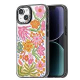 casevivid Compatible for iPhone 15 Case Cute Aesthetic - Durable Fashion Funny Phone Case - Girly Passion Flower Pattern Print Cover Design for Woman Girl 6.1 inches Black