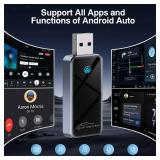 Veqotya Android Auto Wireless Adapter for Car Android Auto Dongle - 2024 Slim Edition, Plug & Play Converts Factory Wired to Wireless Android Auto for Android 11+ & Cars from 2017 (Black), A-2024 - Re