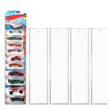 A 5 Pack Acrylic Model Car Display Case Wall Mount Compatible with Hot-Wheels Match-Box Packaged Cars- Accommodate to 50 Cars - Classic Card Toy Storage Organizer Case Display Shelf Rack Wall Storage