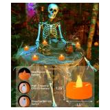 merrynights Halloween Flameless Candles, 24-Pack Orange Tea Lights Candles Battery Operated, LED Pumpkin Lights Flickering, Electric Fake Tealight Candles, 1.5