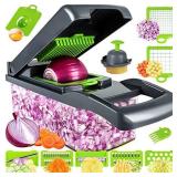 Vegetable Chopper, Pro Onion Chopper, Multifunctional 13 in 1 Food Chopper, Kitchen Vegetable Slicer Dicer Cutter,Veggie Chopper With 8 Blades,Carrot and Garlic Chopper With Container