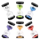 Sand Timer, Hourglass Sand Timers Colorful 1/3/5/10/15/30 Minutes Sandglass Timer with Protective Cover for Classroom Home Office Cooking (Pack of 6) Multicolor