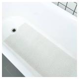 Leotruny Bath Tub Shower Mat 40 x 16 Inch Non Slip Soft PVC Loofah Bathtub Mats for Bathroom (C03 White)