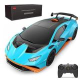 RASTAR by Lamborghini Huracan STO RC Car 1 24 Scale Remote Control Toy Car, R/C Model Vehicle for Kids Black RC   Blue