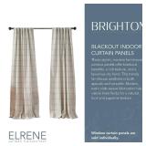 Elrene Home Fashions Brighton Windowpane Plaid Blackout Window Curtain, Living Room and Bedroom Drape with Rod Pocket Tabs, 52 x 84, Grey, 1 Panel