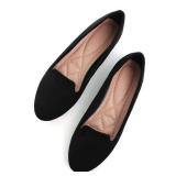 SAILING LU Women Round Toe Flats Comfortable Ballet Flat Shoes for Women Dressy Black Slip ons Loafers Black Size 9