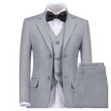 Toddler Suit for Boys Grey Tuxedos Kids Dress Suit Clothes for Wedding Ring Bearer Outfit 4T