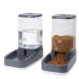 ELEVON Automatic Pet Feeder and Water Dispenser Set, Dog Cat Gravity Food and Water Dispenser Set with Pet Food Bowl, Automatic Cat Feeder for Small Large Pets Puppy Kitten Large Capacity(Grey,