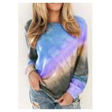 Famulily Womens Long Sleeve T Shirt Color Block Shirts Blouses Crew Neck Casual Tops(Purple,Medium)