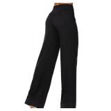 Sunzel Wide Leg Pants Women High Waist Yoga Pants with Pockets Stretch Loose Comfy Casual Lounge Sweatpants 30 Inseam Black Medium