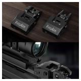 R2 Iron Sights, Fiber Optic Flip Up Iron Sights for Picatinny Rail, Flip Up Front and Rear Backup Sights with Red and Green Dot, Tool Free Adjustable Front Sight with Rapid Transition