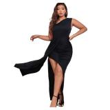 PYL Plus Size Sexy High Split One Shoulder Bodycon, Women