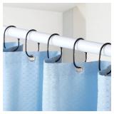 Goowin Shower Curtain Rings, 12 Pcs Shower Curtain Hooks, Oval Snap Shower Rings for Curtain, Metal Black Shower Curtain Rings Rust Proof, Glide Smoothly Shower Hooks for Shower Curtain Rod (Black)