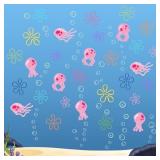 Dripykiaa 114 Pcs Jellyfish Bubbles Wall Stickers Under The Sea Ocean Wall Decals Decorations for SUV Van Bedroom Bathroom Children