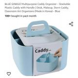 BLUE GINKGO Multipurpose Caddy Organizer   Stackable Plastic Caddy with Handle | Desk, Makeup, Dorm Caddy, Classroom Art Organizers   Blue